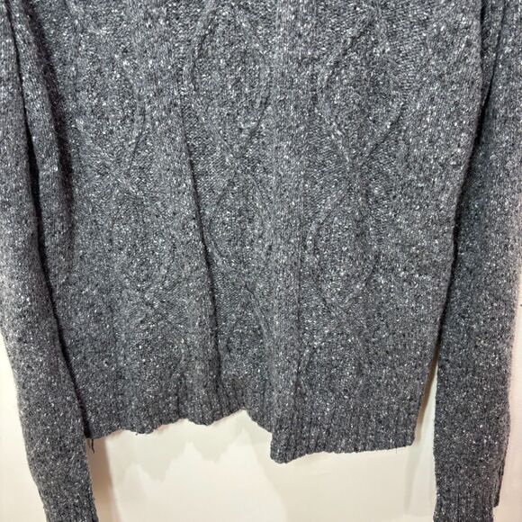 Luca Nobili Fisherman Sweater Men L Wool Blend Gray Shawl Cable Knit Grandpa - Picture 3 of 8